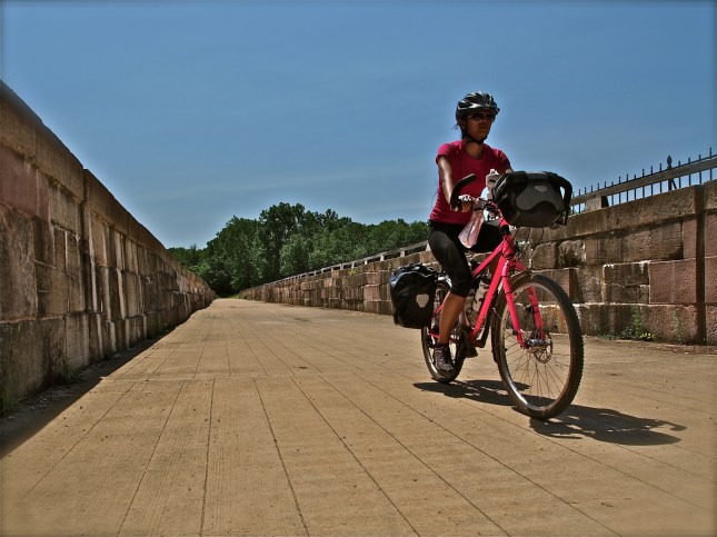 cycling on an aqueduct along the c&o canal