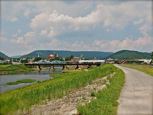 view of cumberland along the c&o canal
